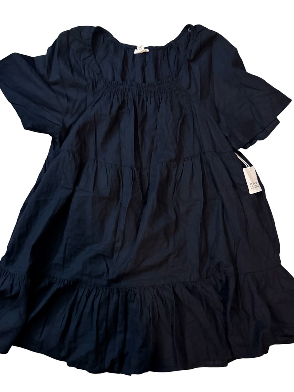 a.n.a Black Tiered Puff-Sleeve Mini Dress - Picture 2 of 3